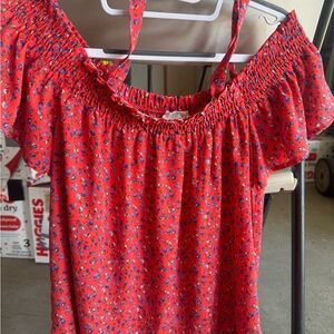 Women’s Red Floral Off-Shoulder Top
